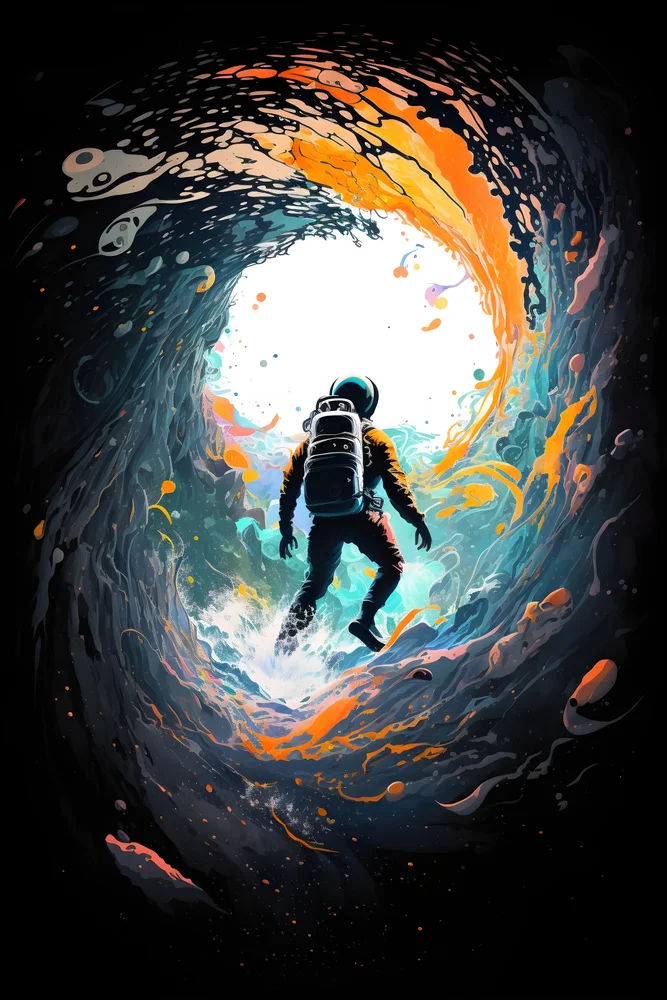 Tablou canvas: Explorator Spațial în Vortex de Culoare - Thumbnail 2