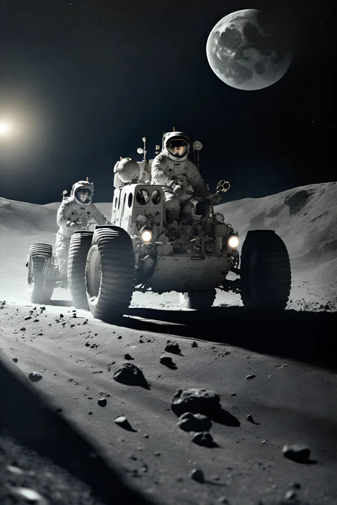 Tablou canvas: Astronauți Explorând Suprafața Lunii - Thumbnail 2