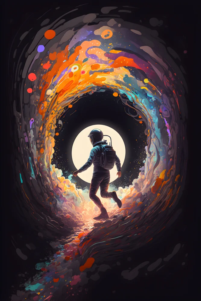 Tablou canvas: Astronaut în Vârtej de Culori Intense - Thumbnail 2