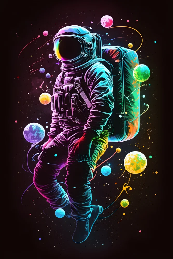 Tablou canvas: Astronaut în Cosmosul Colorat - Thumbnail 2