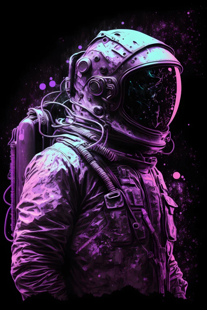 Tablou canvas: Astronaut în Tonuri Neon și Fundal Cosmic - Thumbnail 2