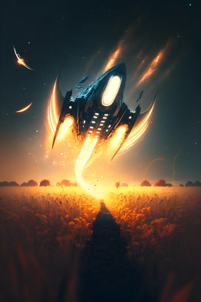 Tablou canvas: Nava Spațială Lansându-se în Noapte - Thumbnail 2