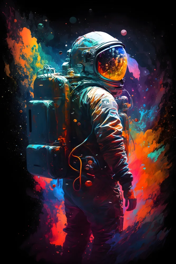 Tablou canvas: Astronaut în Nuante de Culoare Vibrante - Thumbnail 2