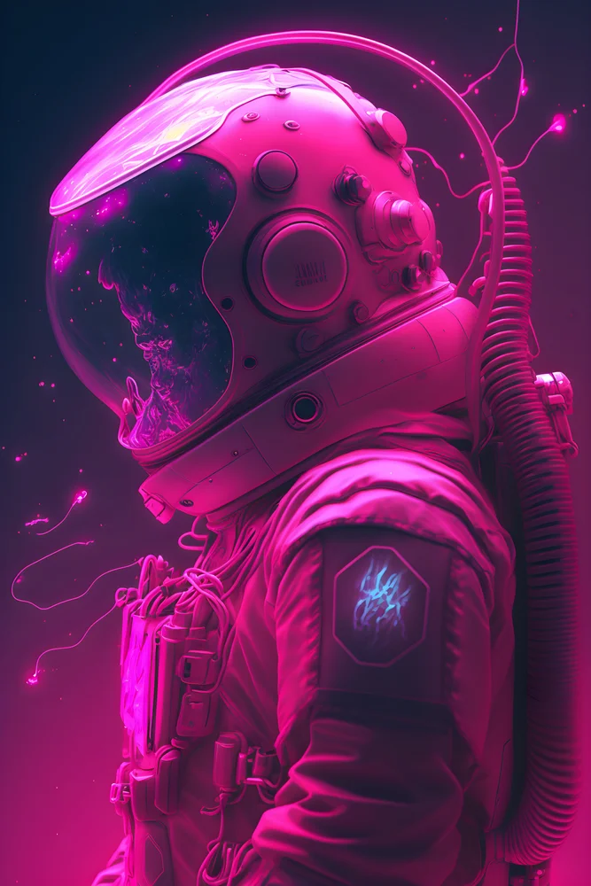Tablou canvas: Astronaut în Lumină Neon Roz - Thumbnail 2