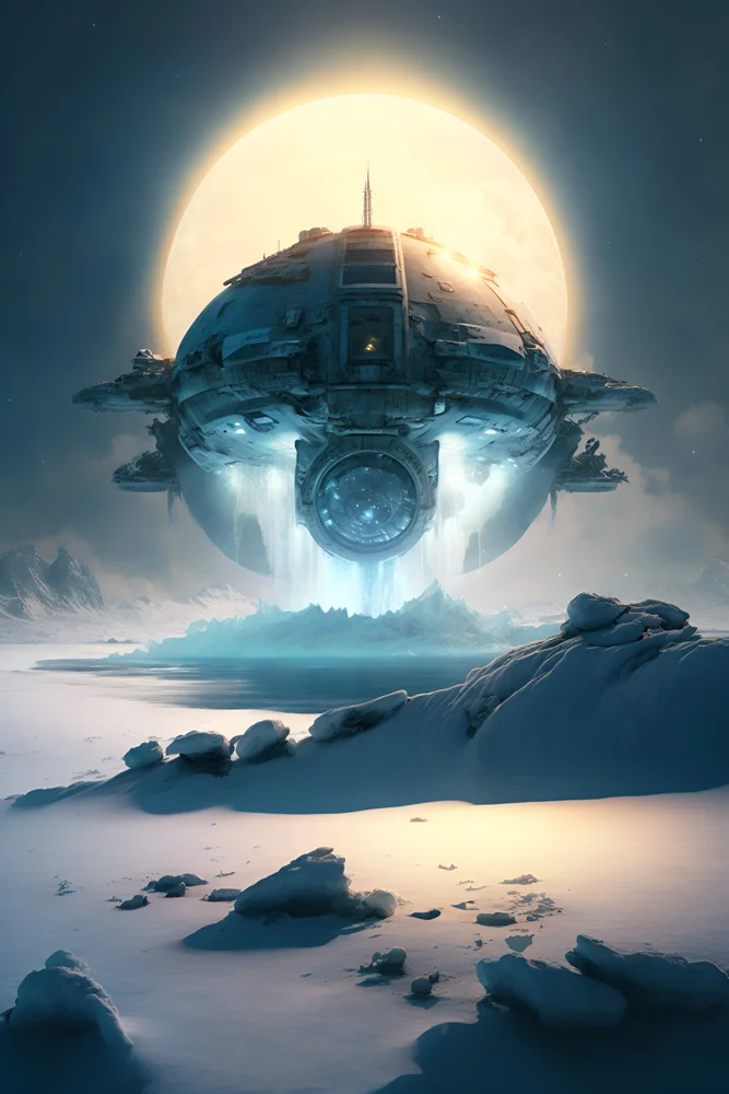 Tablou canvas: Nava Spațială deasupra Peisajului Înghețat - Thumbnail 2