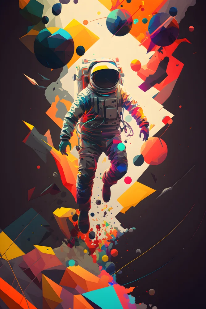 Tablou canvas: Astronaut în Univers Abstracție Geometrică - Thumbnail 2