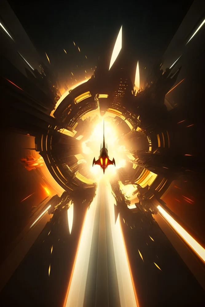 Tablou canvas: Navă Spațială în Tunel de Lumină - Thumbnail 2