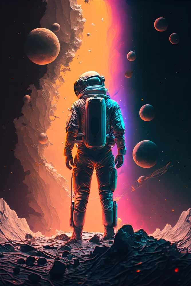 Tablou canvas: Astronaut Peisaj Cosmic Multicolor - Thumbnail 2