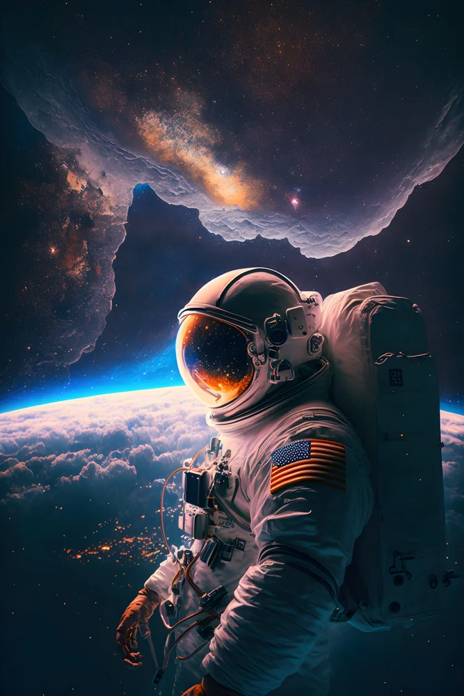 Tablou canvas: Astronaut Privind Pământul din Spațiu - Thumbnail 2
