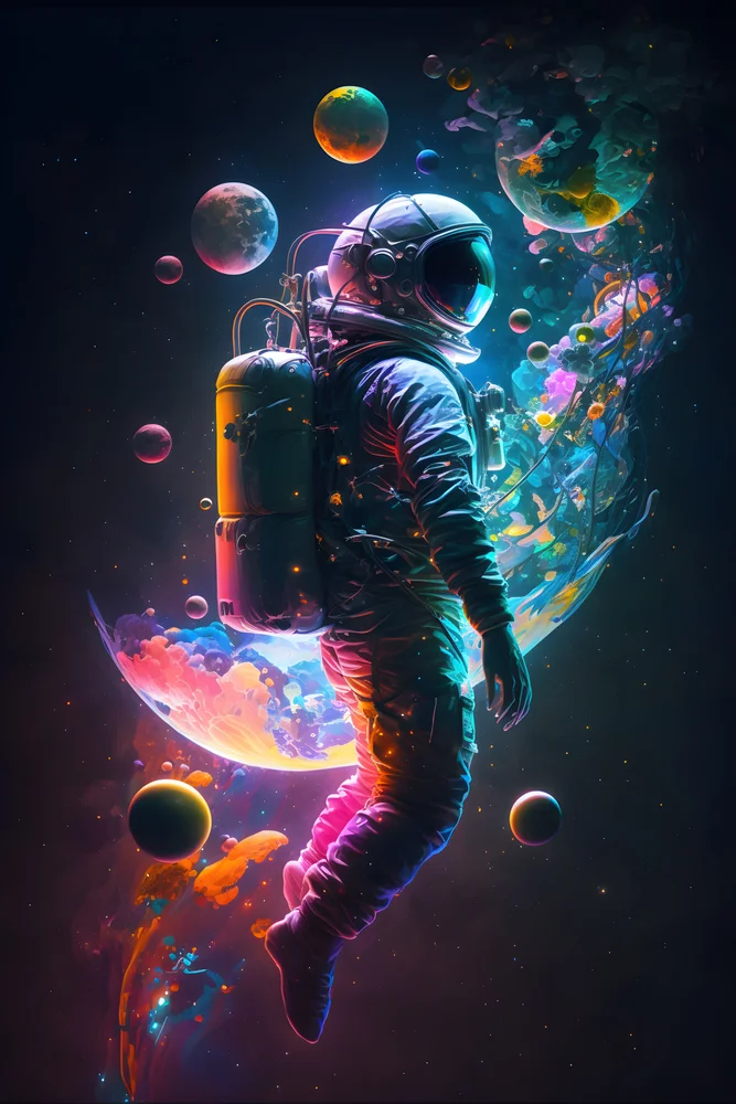 Tablou canvas: Astronaut Plutind în Spațiu Cosmic - Thumbnail 2
