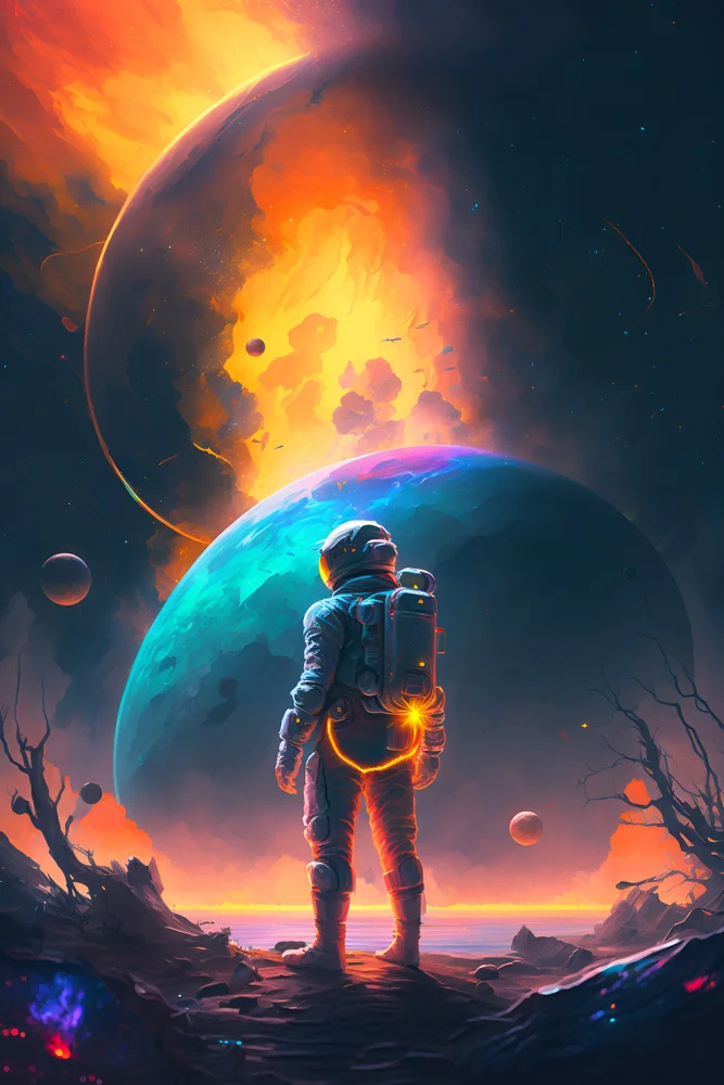 Tablou canvas: Astronaut Contemplând Planete Îndepărtate - Thumbnail 2