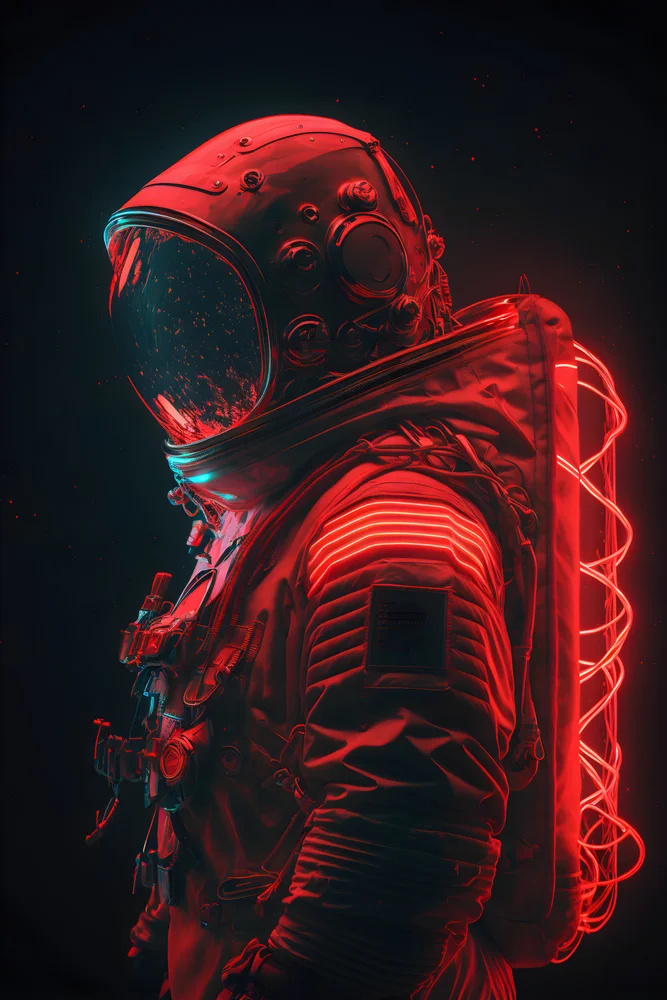 Tablou canvas: Astronaut în Lumină Roșie Neon - Thumbnail 2