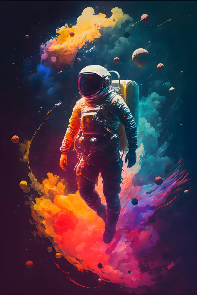 Tablou canvas: Astronaut în Univers Cromatic - Thumbnail 2