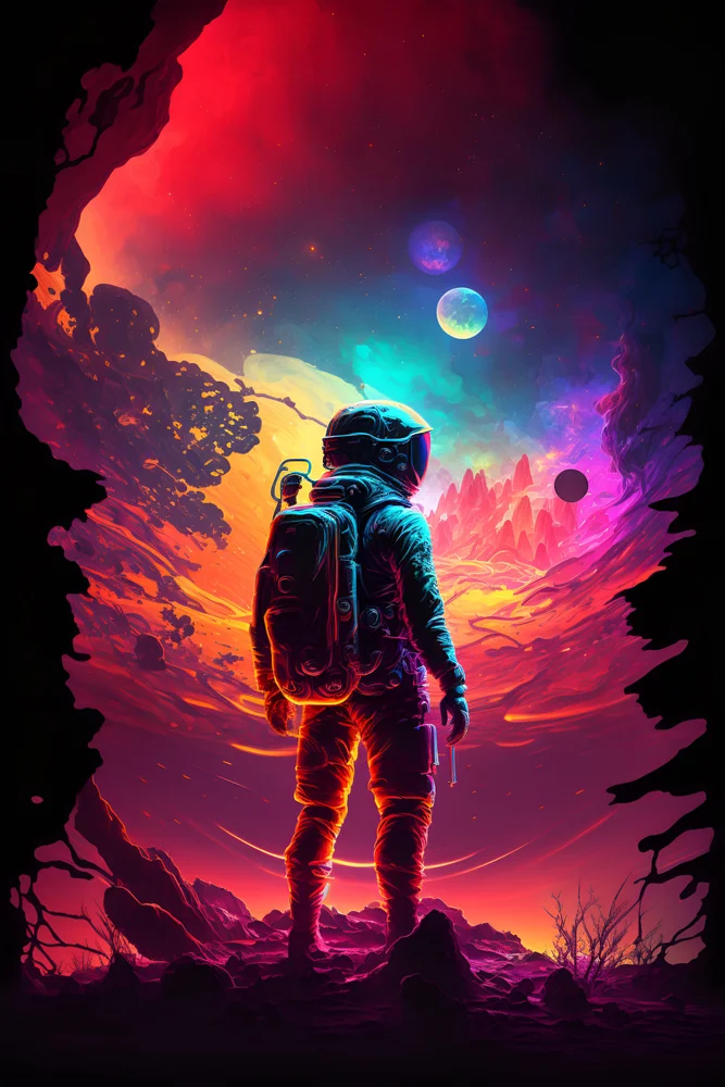 Tablou canvas: Explorator Spațial în Peisaj Cosmic - Thumbnail 2