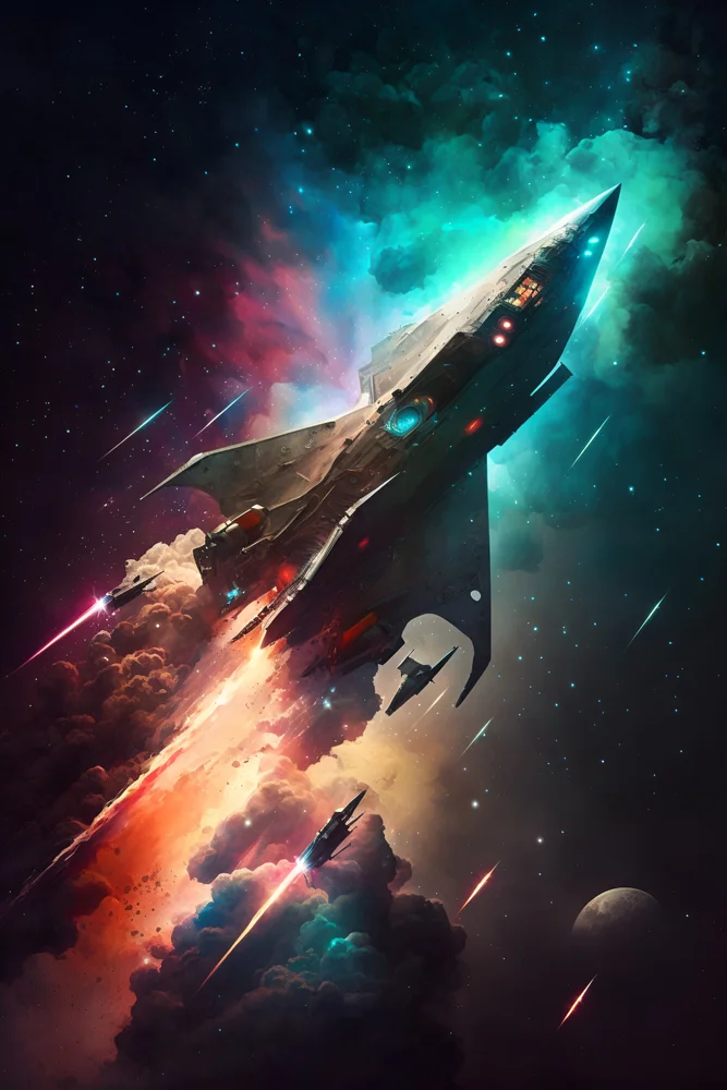 Tablou canvas: Navă Spațială în Zbor Prin Nebuloasă - Thumbnail 2