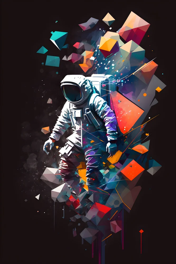 Tablou canvas: Astronaut în Vortex de Culori Geometrice - Thumbnail 2