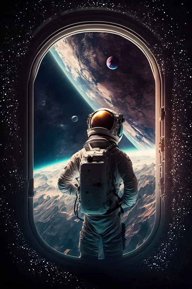 Tablou canvas: Astronaut Privind Planeta Albastră - Thumbnail 2