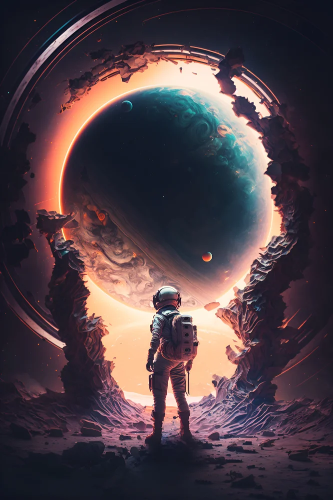 Tablou canvas: Astronaut și Planeta Îndepărtată - Thumbnail 2