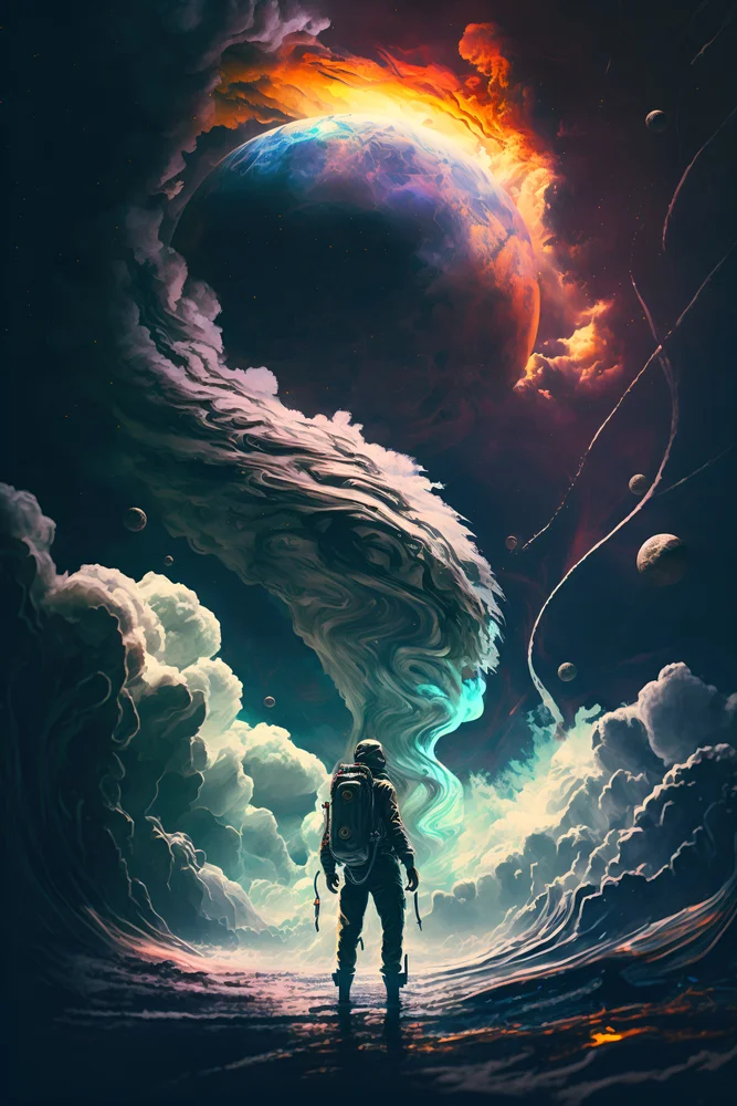 Tablou canvas: Astronaut și Vortex Cosmic în Spațiu - Thumbnail 2