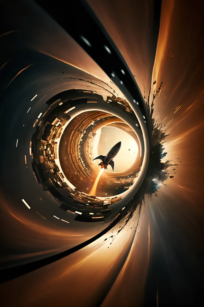 Tablou canvas: Rachetă Lansată prin Vârtej Cosmic - Thumbnail 2