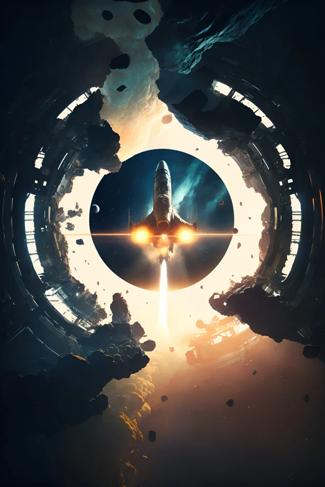 Tablou canvas: Lansare Rachetă prin Inel Cosmic - Thumbnail 2