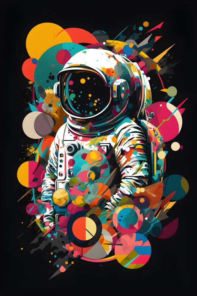 Tablou canvas: Astronaut în Paletă Colorată Abstractă - Thumbnail 2
