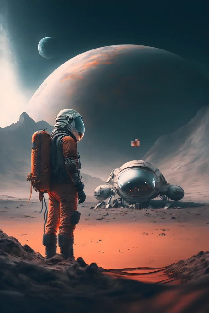Tablou canvas: Astronaut pe Planeta Roșie - Thumbnail 2