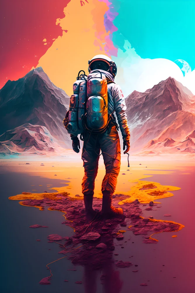 Tablou canvas: Astronaut pe Tărâm Extraterestru - Thumbnail 2