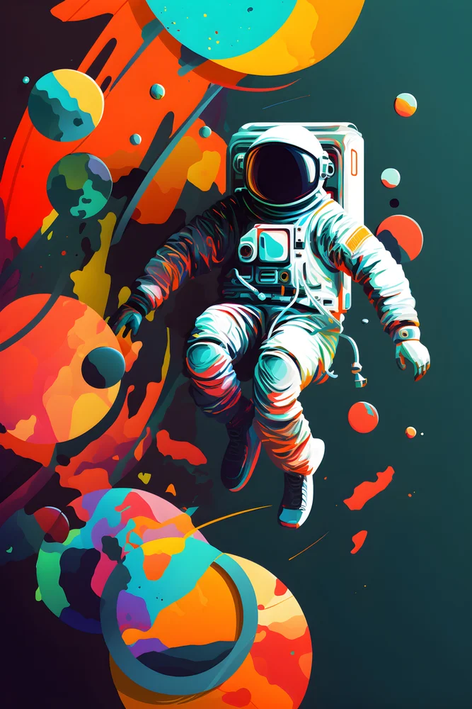 Tablou canvas: Astronaut în Spațiu Colorat - Thumbnail 2