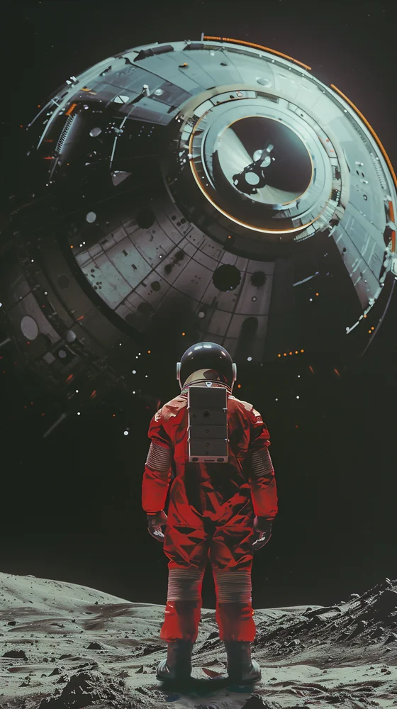 Tablou canvas: Explorator Spațial în Fața Stației Orbitale - Thumbnail 2