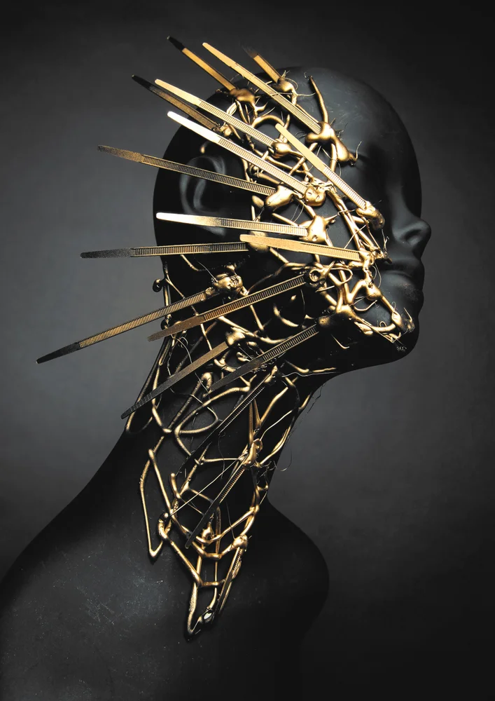 Tablou canvas: Portret Abstract cu Elemente Aurii - Thumbnail 2