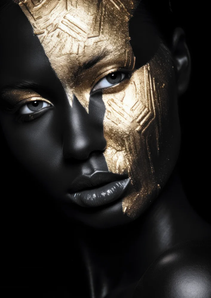 Tablou canvas: Portret Artistic cu Accente Aurii 17 - Thumbnail 2