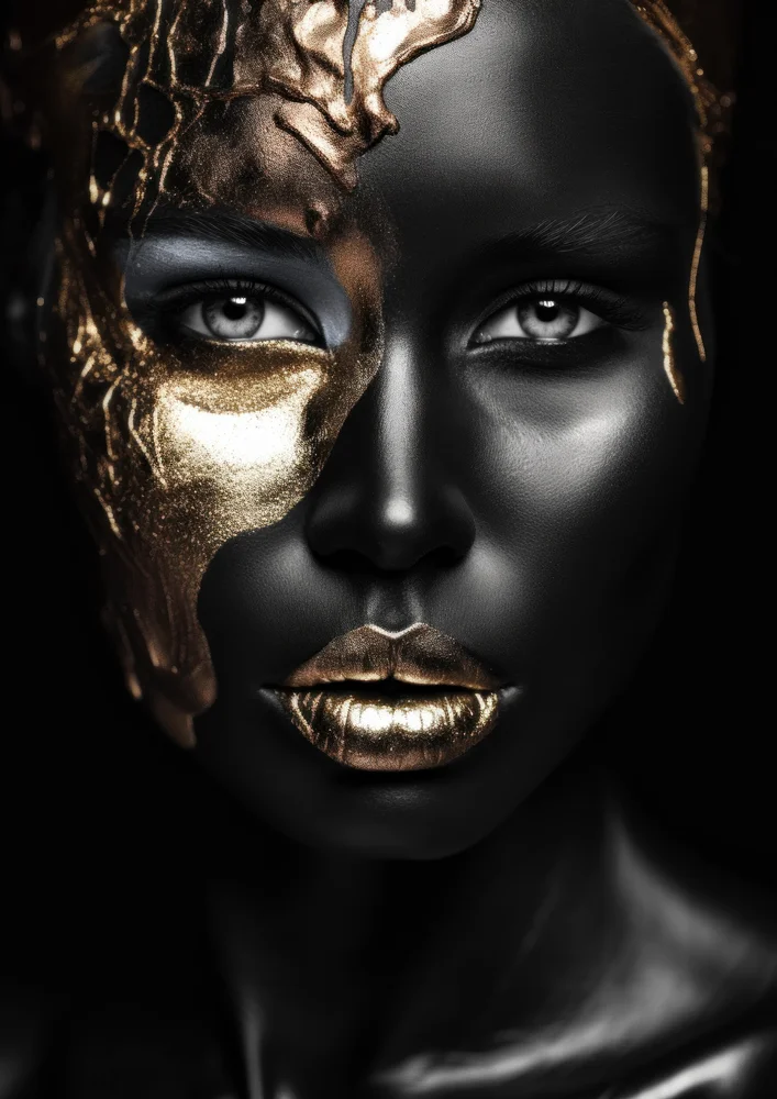 Tablou canvas: Portret Artistic cu Accente Aurii 18 - Thumbnail 2