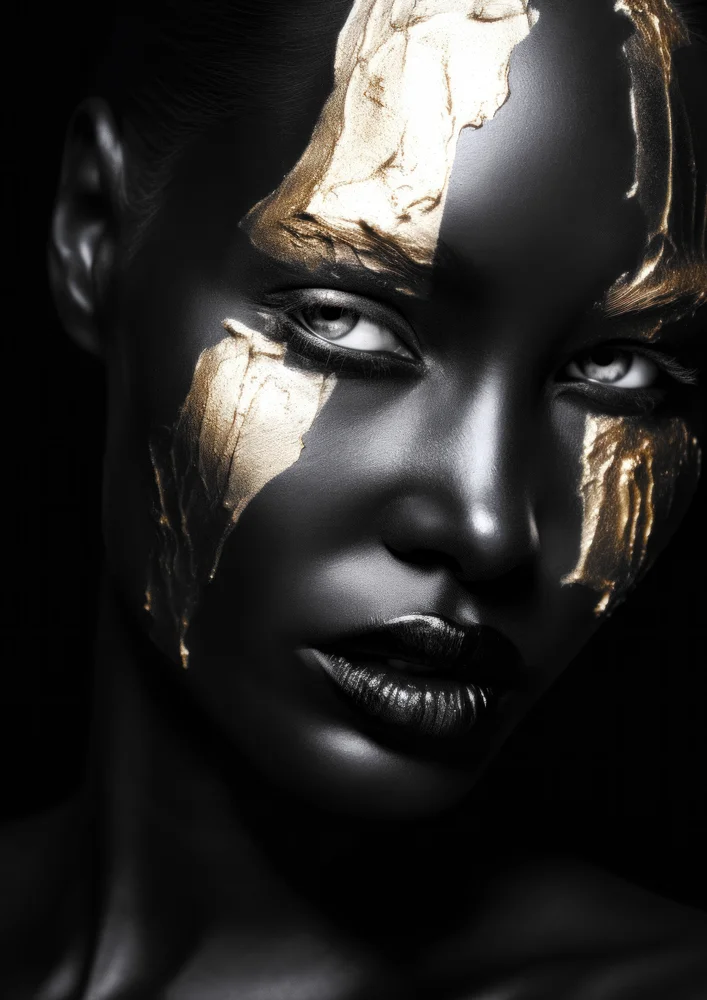 Tablou canvas: Portret Dramatic cu Accente Aurii 2 - Thumbnail 2