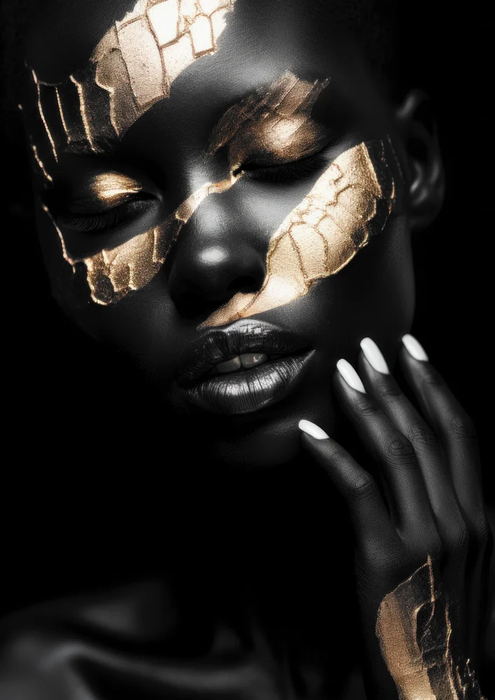 Tablou canvas: Portret Artistic cu Accente Aurii 19 - Thumbnail 2