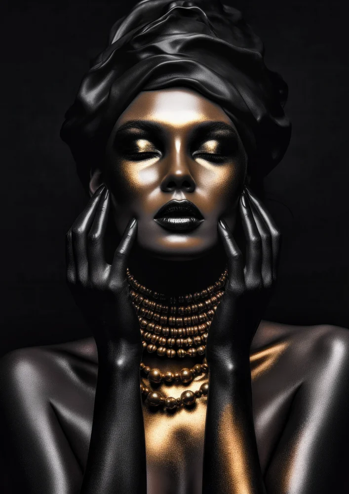 Tablou canvas: Portret Glamour cu Accente Aurii 2 - Thumbnail 2