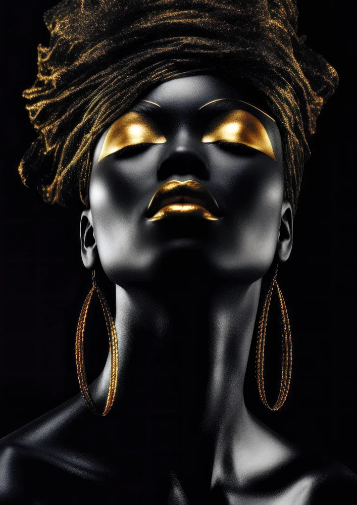 Tablou canvas: Portret Artistic cu Accente Aurii 21 - Thumbnail 2