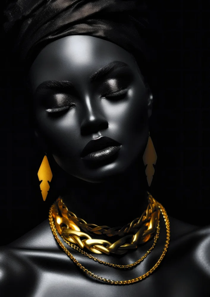 Tablou canvas: Portret Elegant cu Accente Aurii 2 - Thumbnail 2