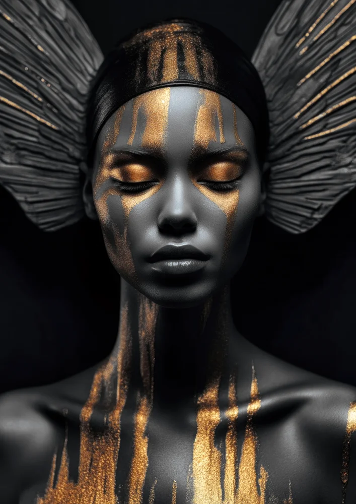 Tablou canvas: Portret Artistic cu Accente Aurii 22 - Thumbnail 2