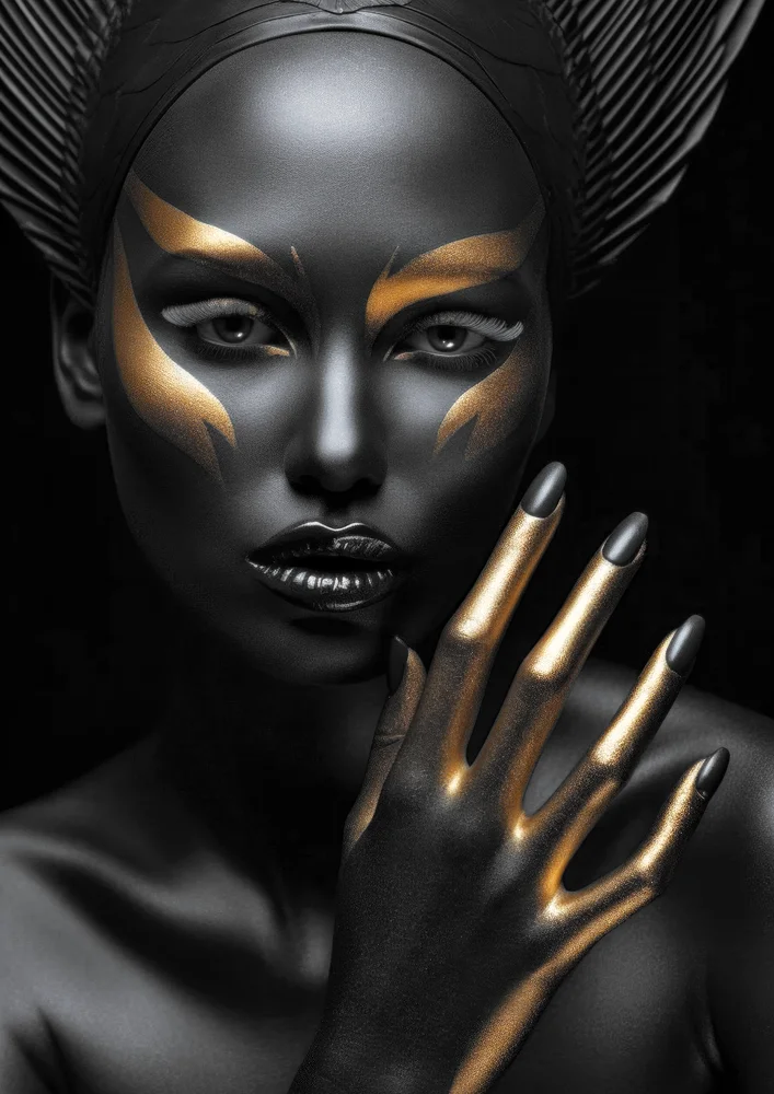 Tablou canvas: Portret Artistic cu Accente Aurii 23 - Thumbnail 2