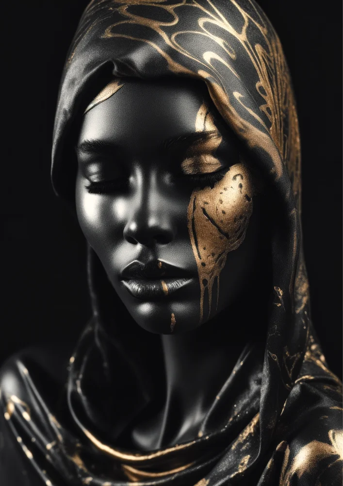 Tablou canvas: Portret Elegant cu Accente Aurii 3 - Thumbnail 2