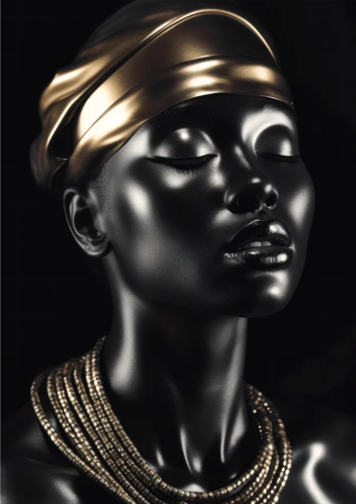 Tablou canvas: Portret Elegant cu Accente Aurii 4 - Thumbnail 2