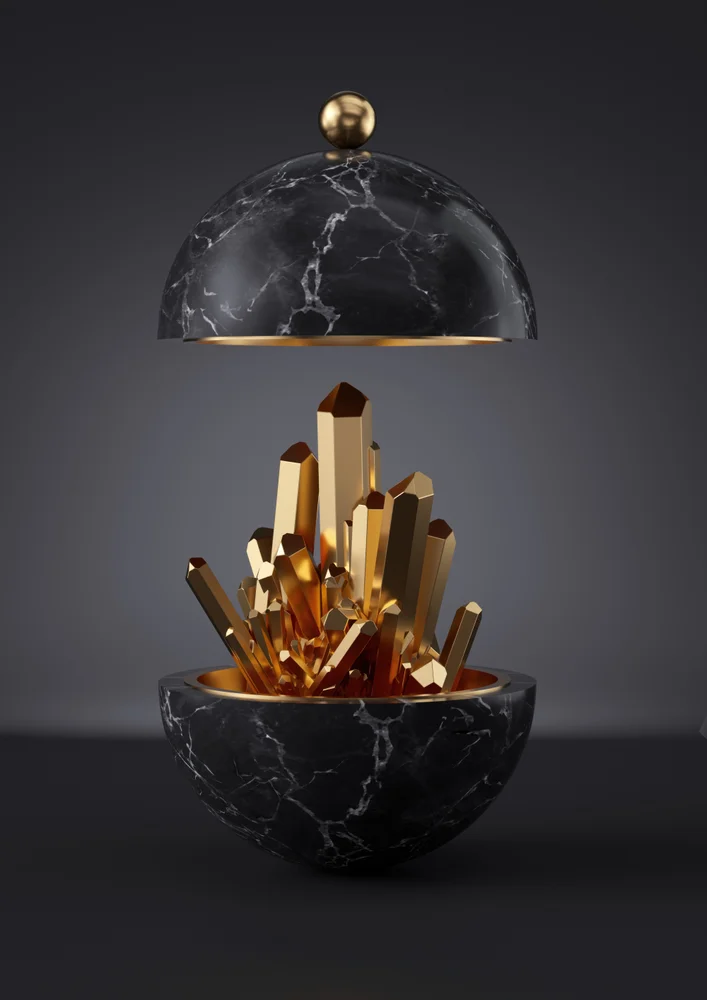 Tablou canvas: Cristale Aurii în Cupolă de Marmură - Thumbnail 2