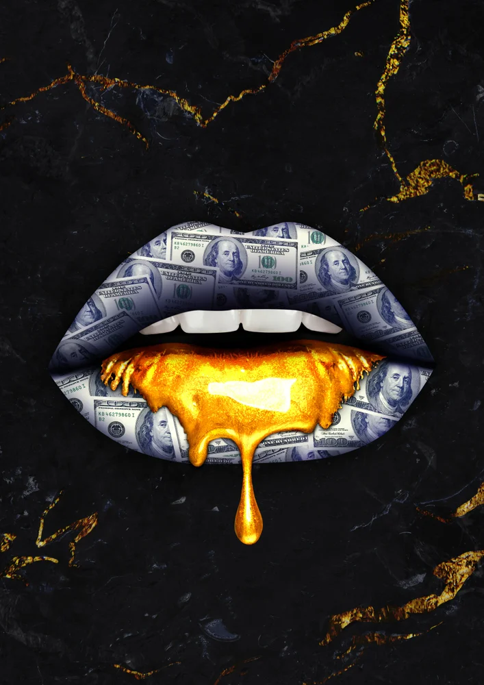 Tablou canvas: Buze de Dolari cu Aur Topit - Thumbnail 2