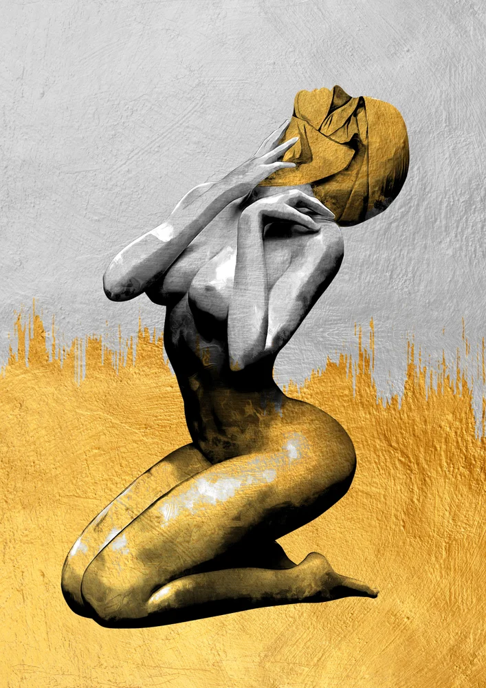 Tablou canvas: Figura Abstracție în Aur și Gri - Thumbnail 2