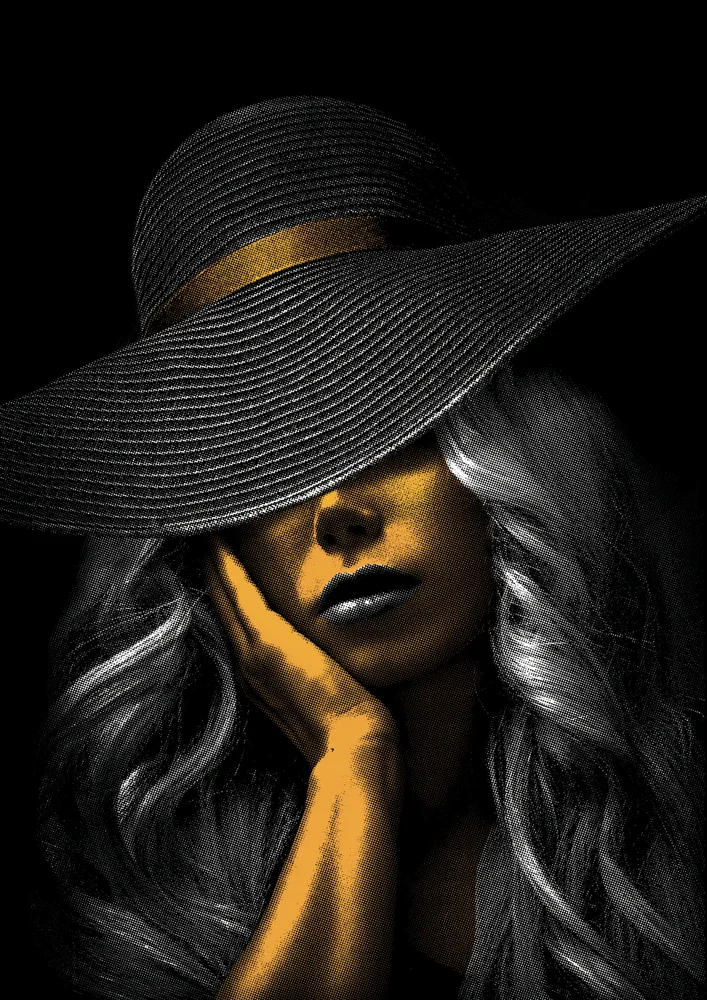 Tablou canvas: Portret Stilizat cu Pălărie Largă - Thumbnail 2