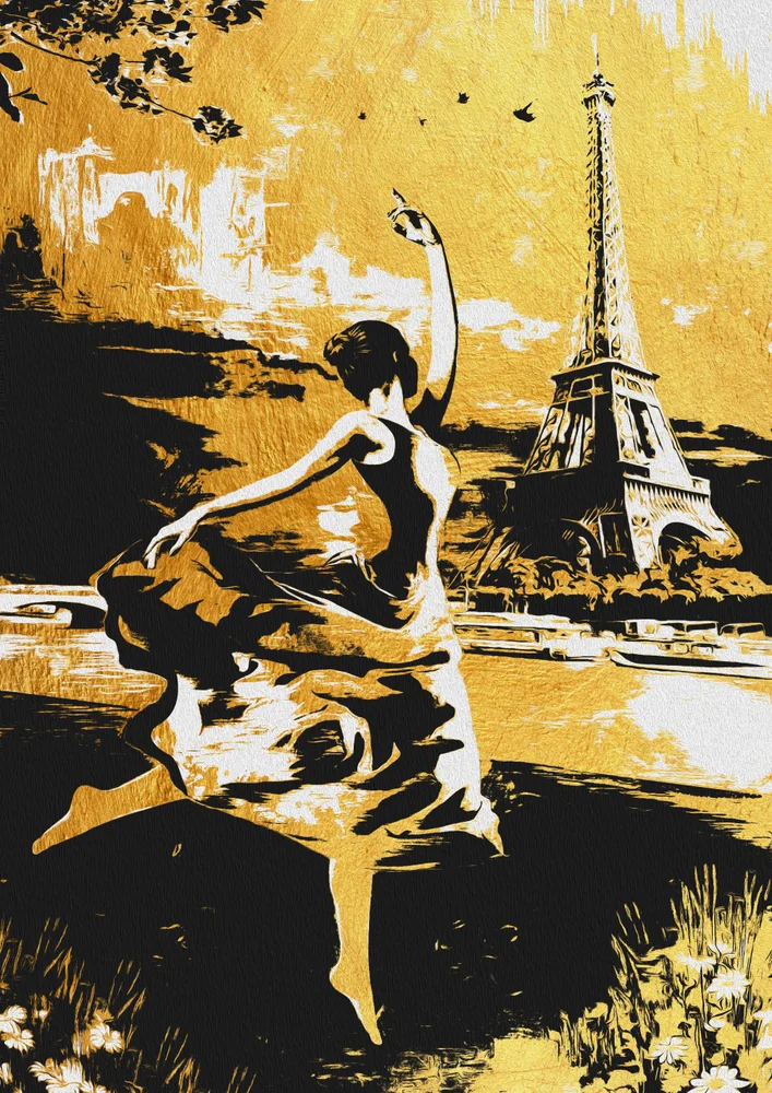 Tablou canvas: Dansatoare în Aur pe Fundal Parizian - Thumbnail 2