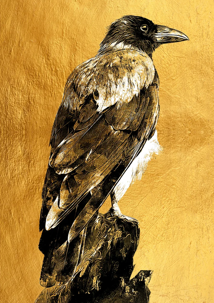 Tablou canvas: Corb pe Fundal Auriu Texturat - Thumbnail 2