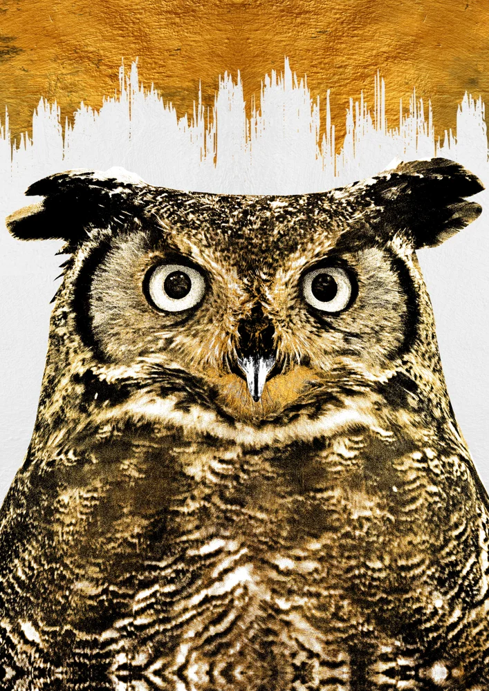 Tablou canvas: Bufniță cu Fundal Abstract Auriu - Thumbnail 2