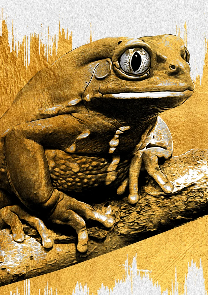 Tablou canvas: Broască Aurie pe Ramură Texturată - Thumbnail 2